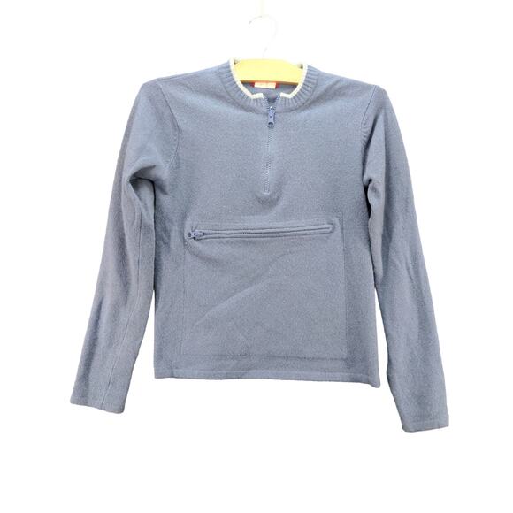ESprit Girl's 85% Lambswool 1/4 Zip Pullover Sweater Size M Blue Zip Pocket - Picture 1 of 9